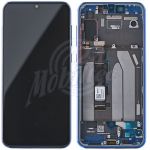 Abbildung zeigt Original Mi9 SE Display + Touchscreen Einheit mit Rahmen blau